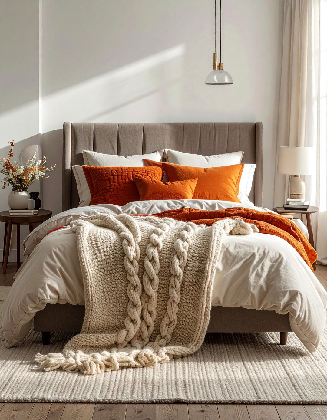 Layered Bedding with Flannel Sheets - 20 fall bedroom decor ideas