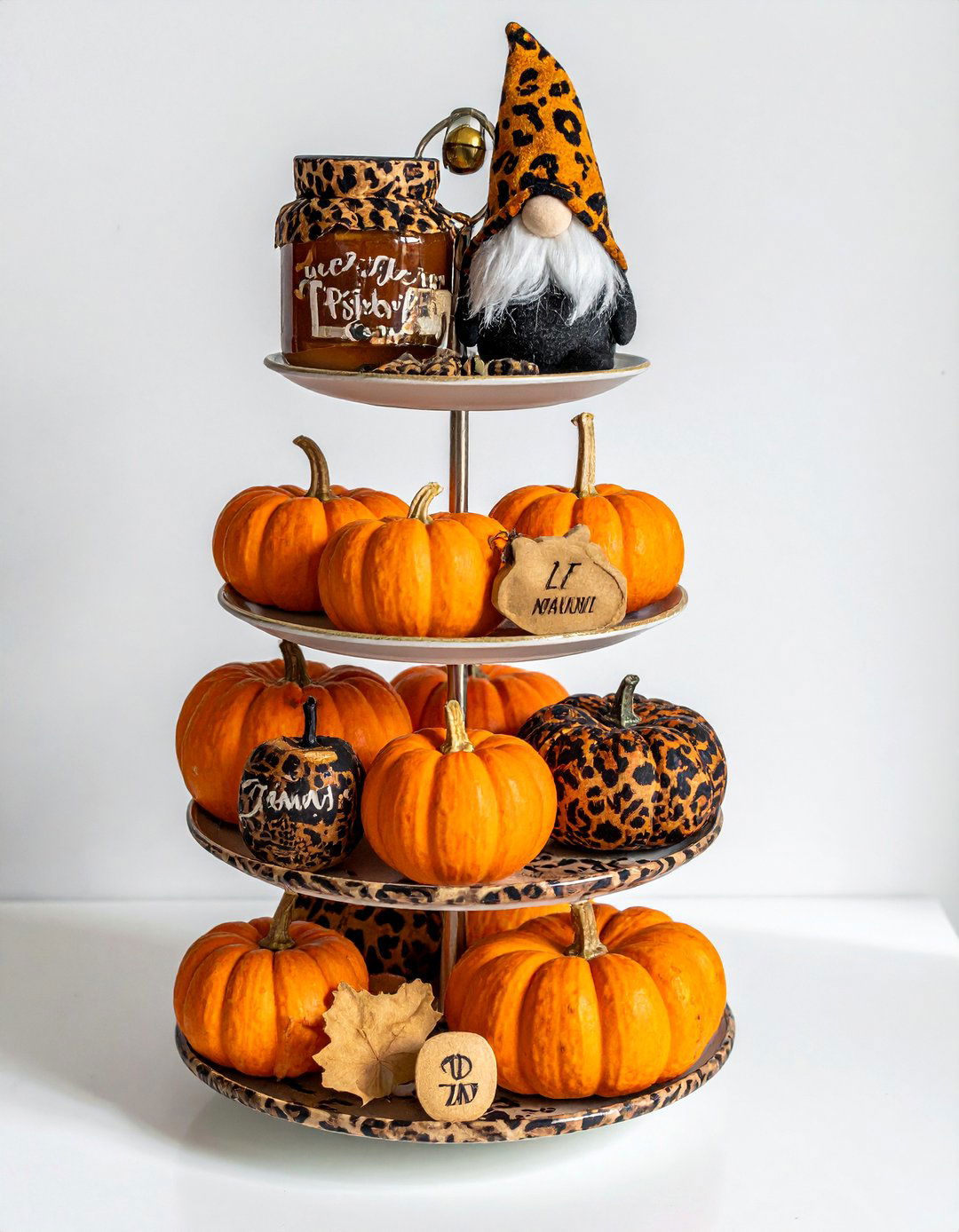 Leopard Print Fall Tiered Tray - 20 fall tiered tray decor ideas