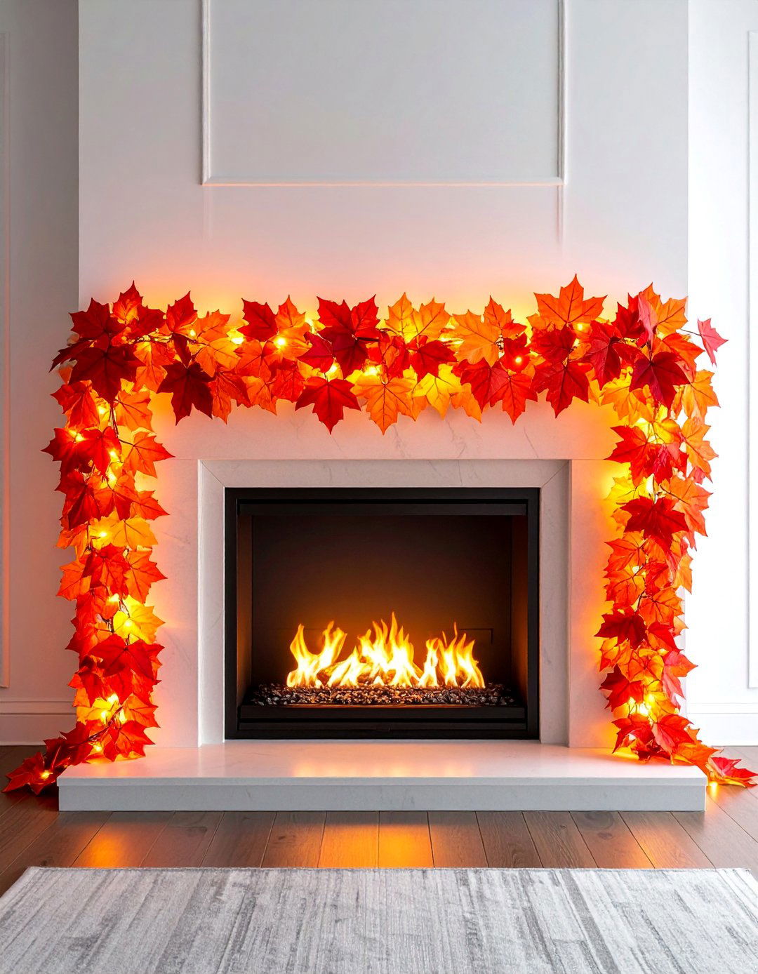 Lighted Leaf Garlands for Mantels - 20 fall lightning decor ideas