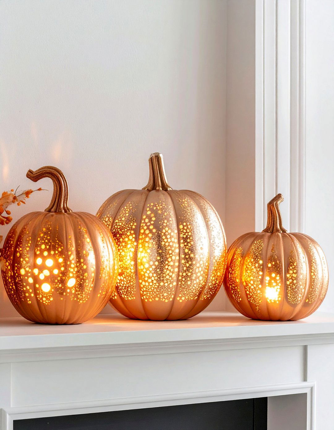 Lighted Pumpkin Displays for Tabletops - 20 fall lightning decor ideas