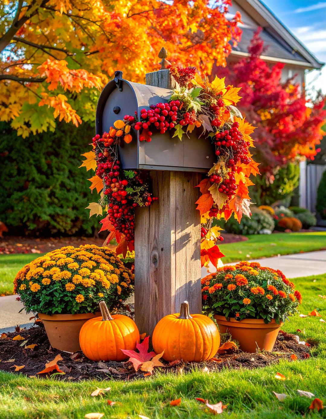 Mailbox Post Decorating - 20 fall garden decor ideas