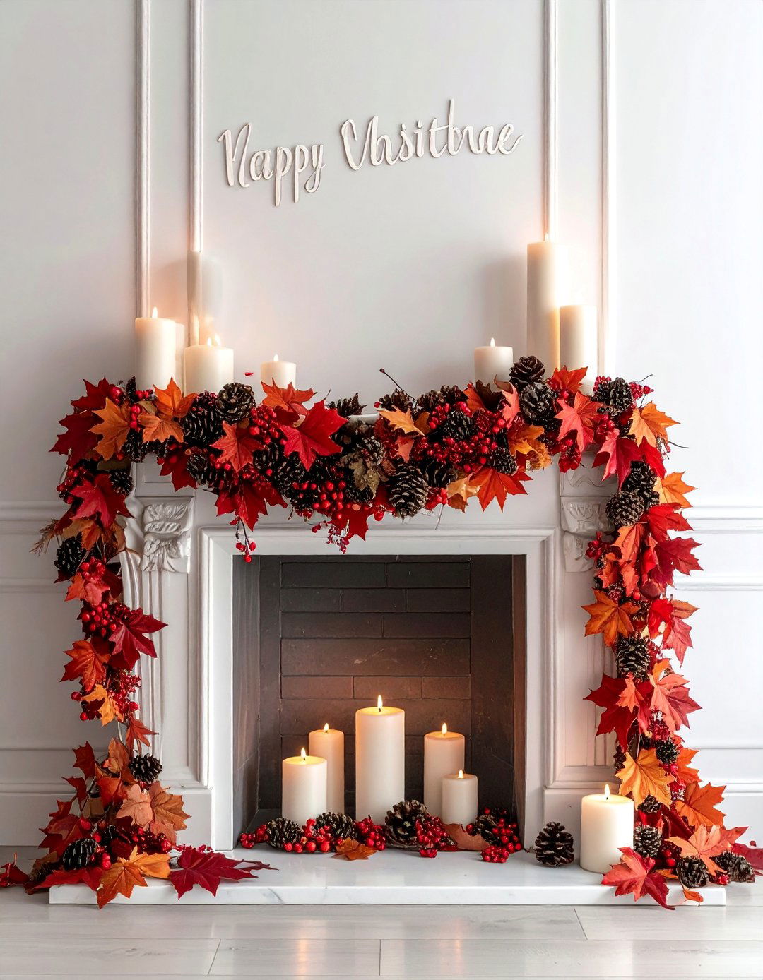 Mantel Garland with Maple Leaves - 20 fall leaves decor ideas