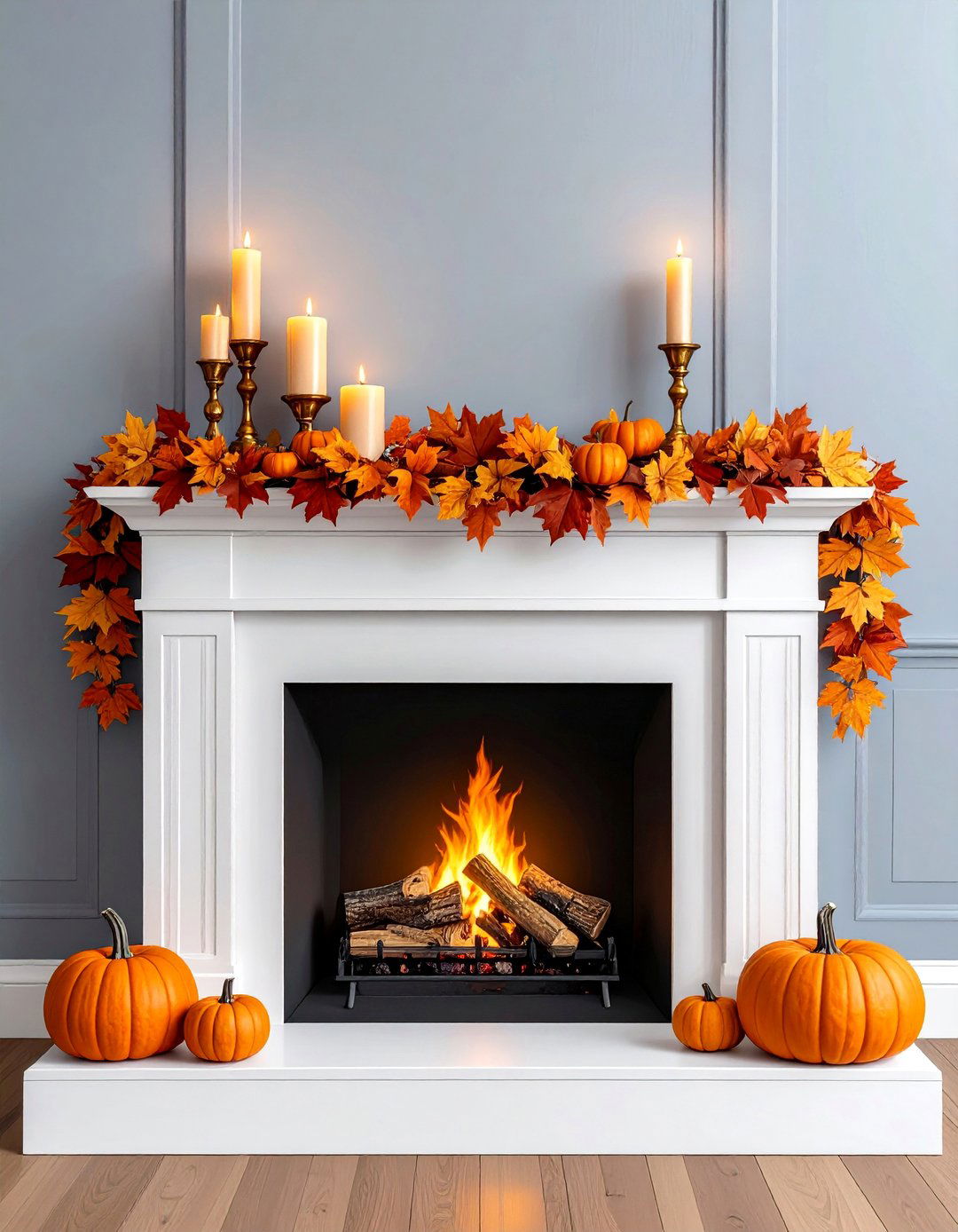 Mantel Layers with Garlands - 20 fall decor ideas
