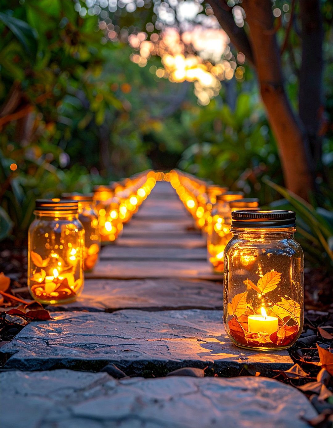 Mason Jar Lanterns for Pathways - 20 fall lightning decor ideas