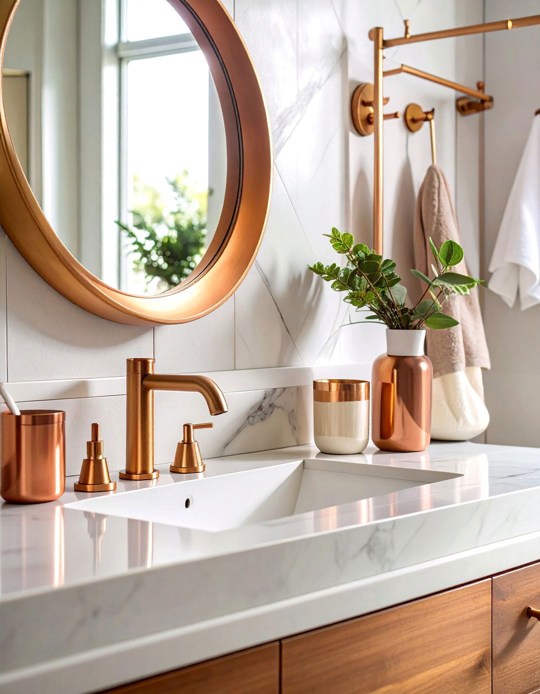 Metallic Accent Pieces - 20 fall bathroom decor ideas