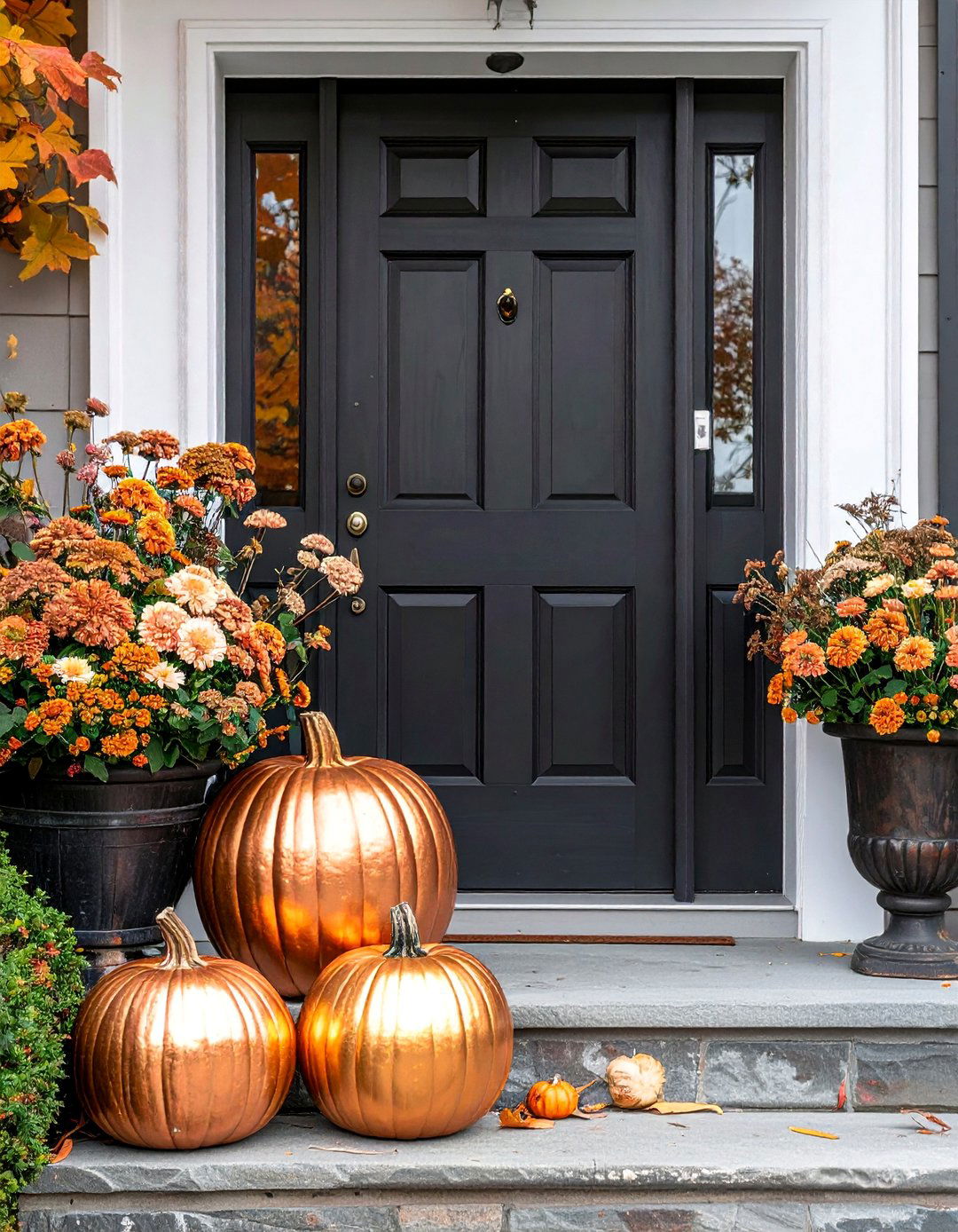 Metallic Accent Touches - 20 fall front door decor ideas
