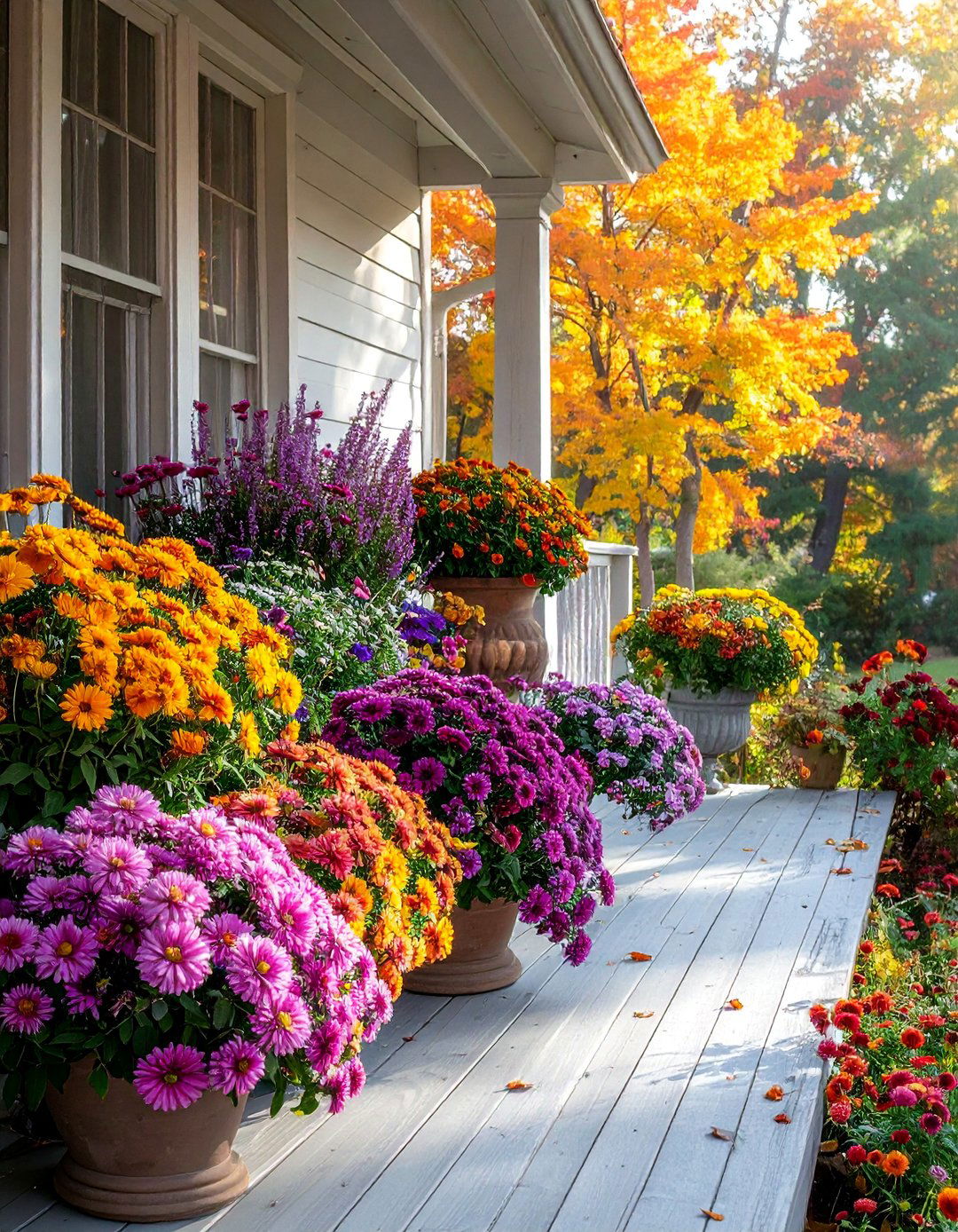 Mixed Floral Arrangements - 20 fall porch decor ideas