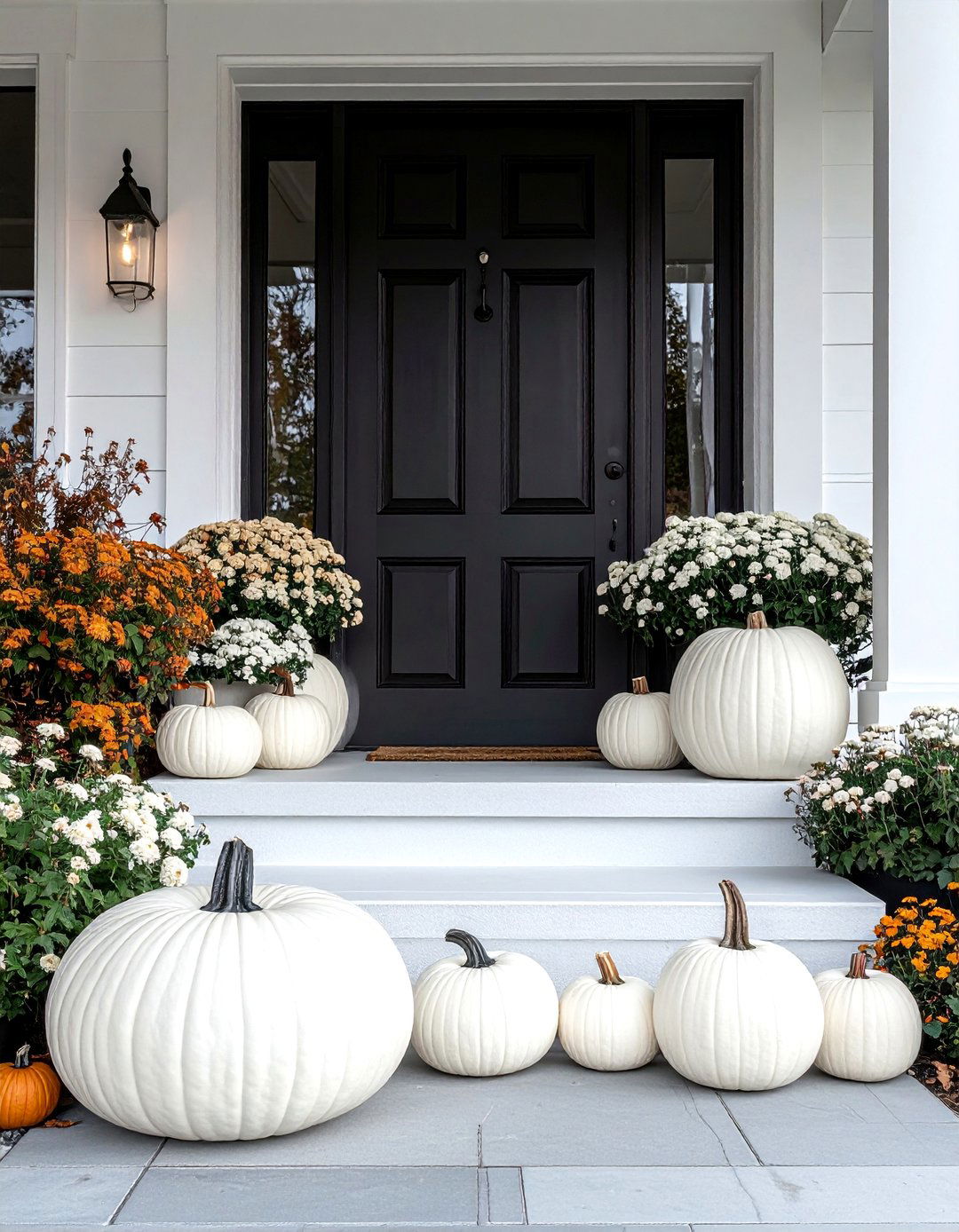 Monochrome Pumpkin Scheme - 20 fall front door decor ideas