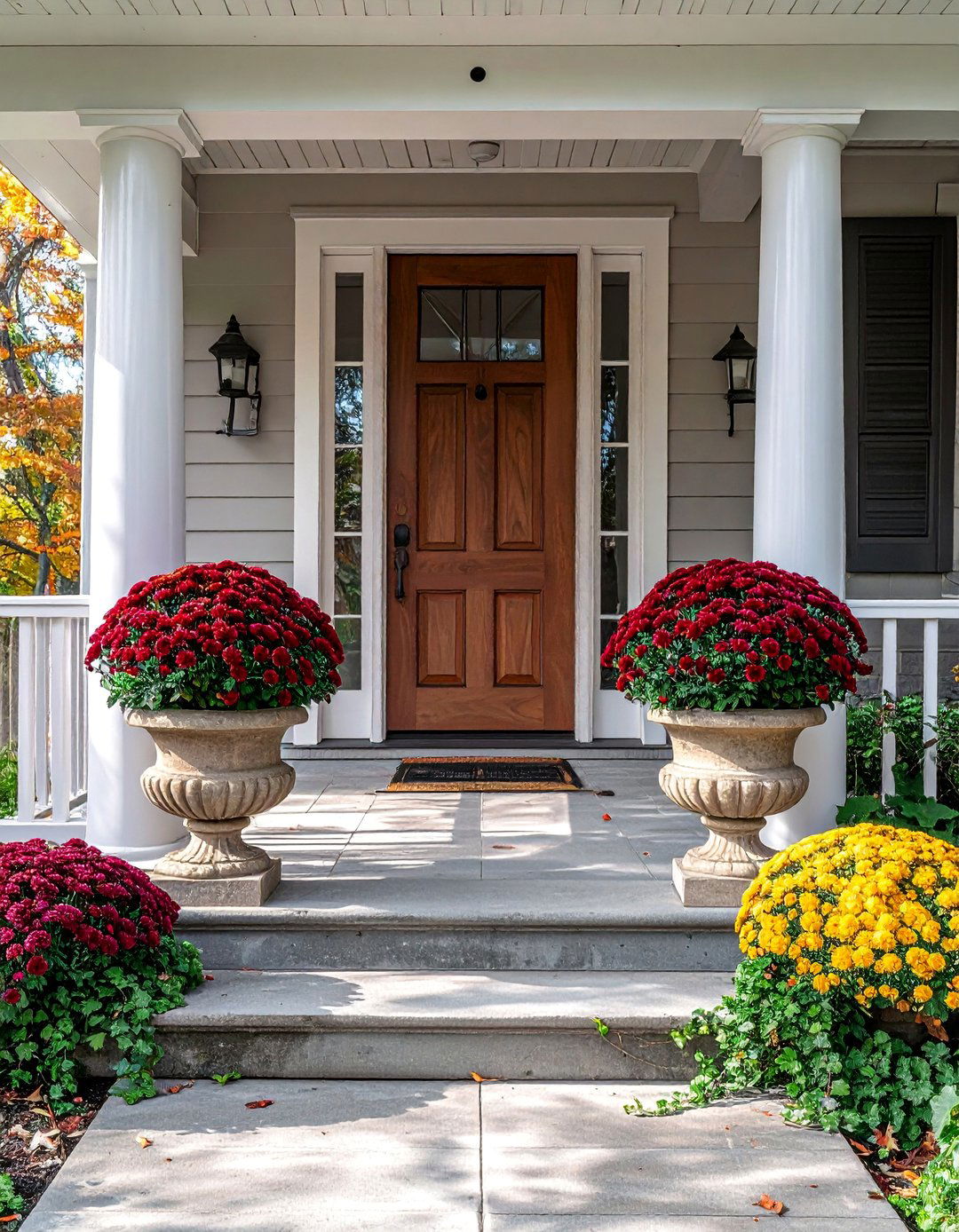 Mums and Container Gardens - 20 fall porch decor ideas