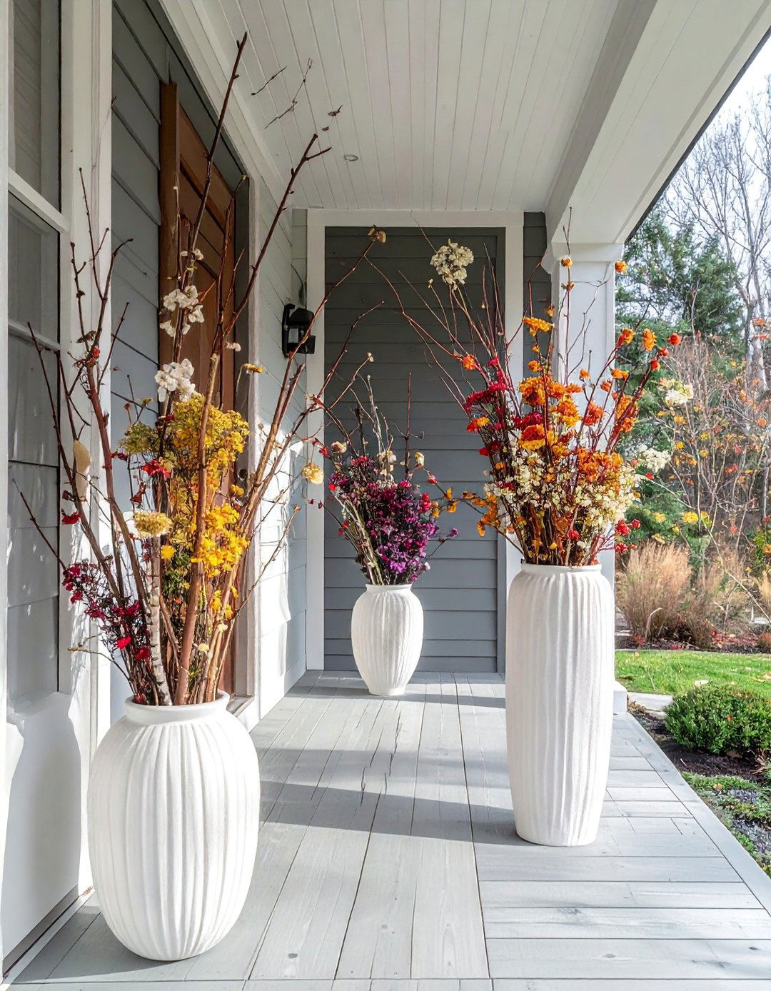 Natural Branch Arrangements - 20 modern fall porch decor ideas