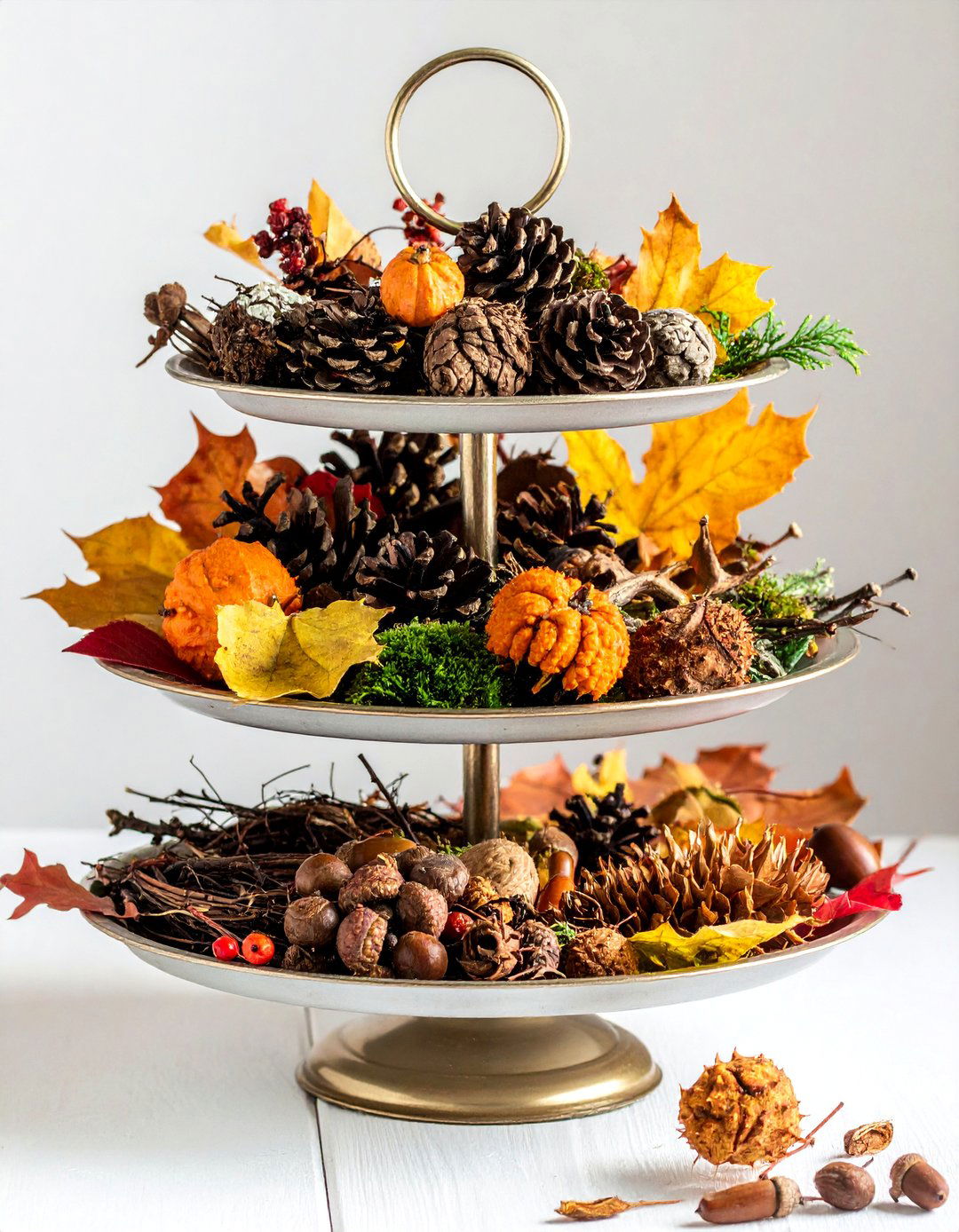 Natural Elements Tiered Tray Design - 20 fall tiered tray decor ideas