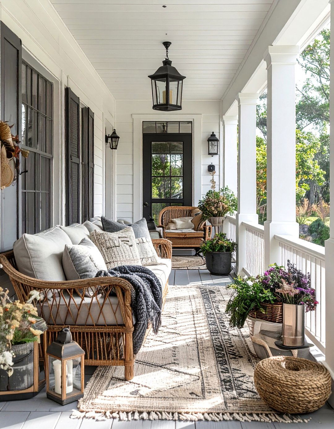 Neutral Color Palette Throughout - 20 modern fall porch decor ideas