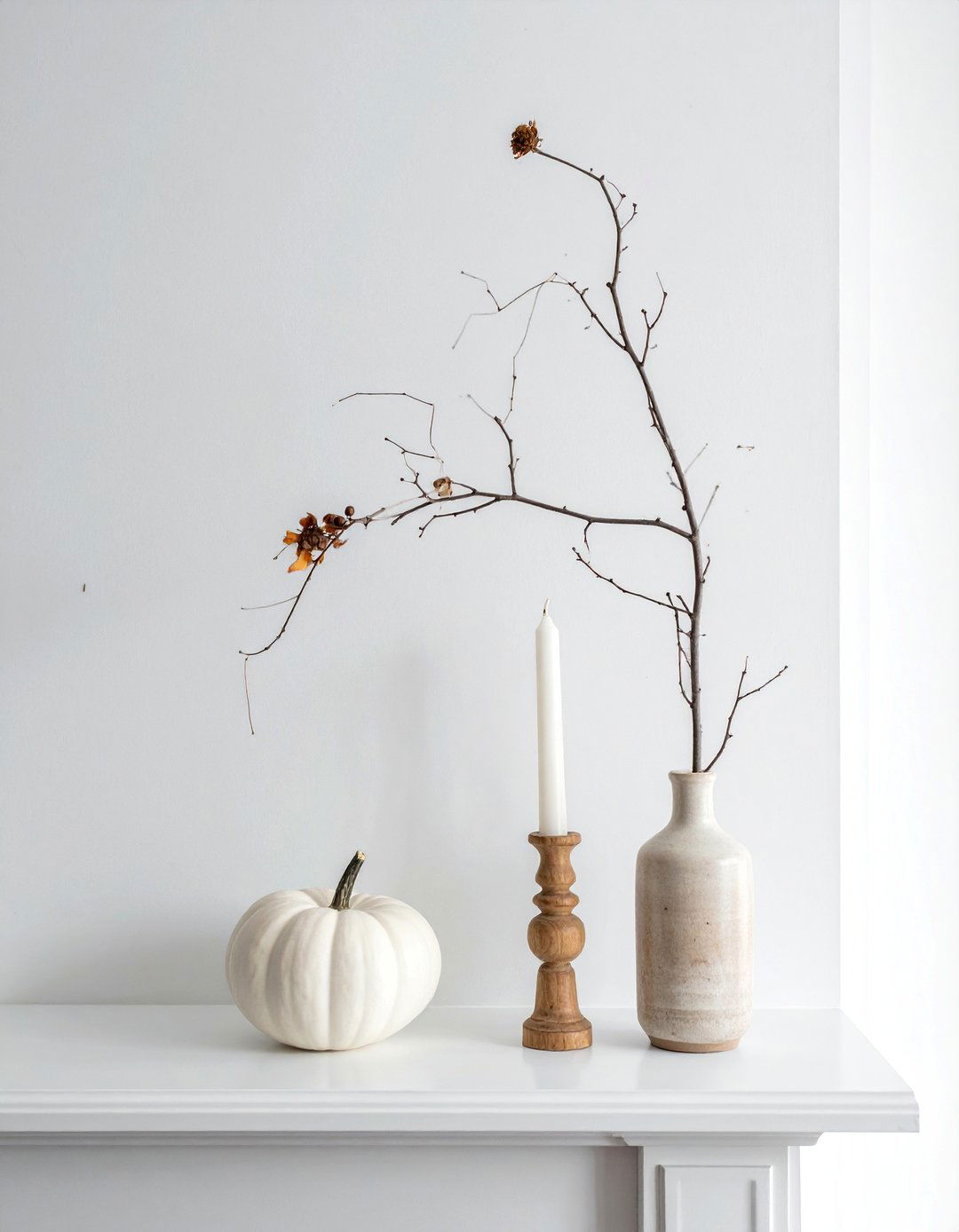 Neutral Mantel Styling - 20 minimalist fall decor ideas