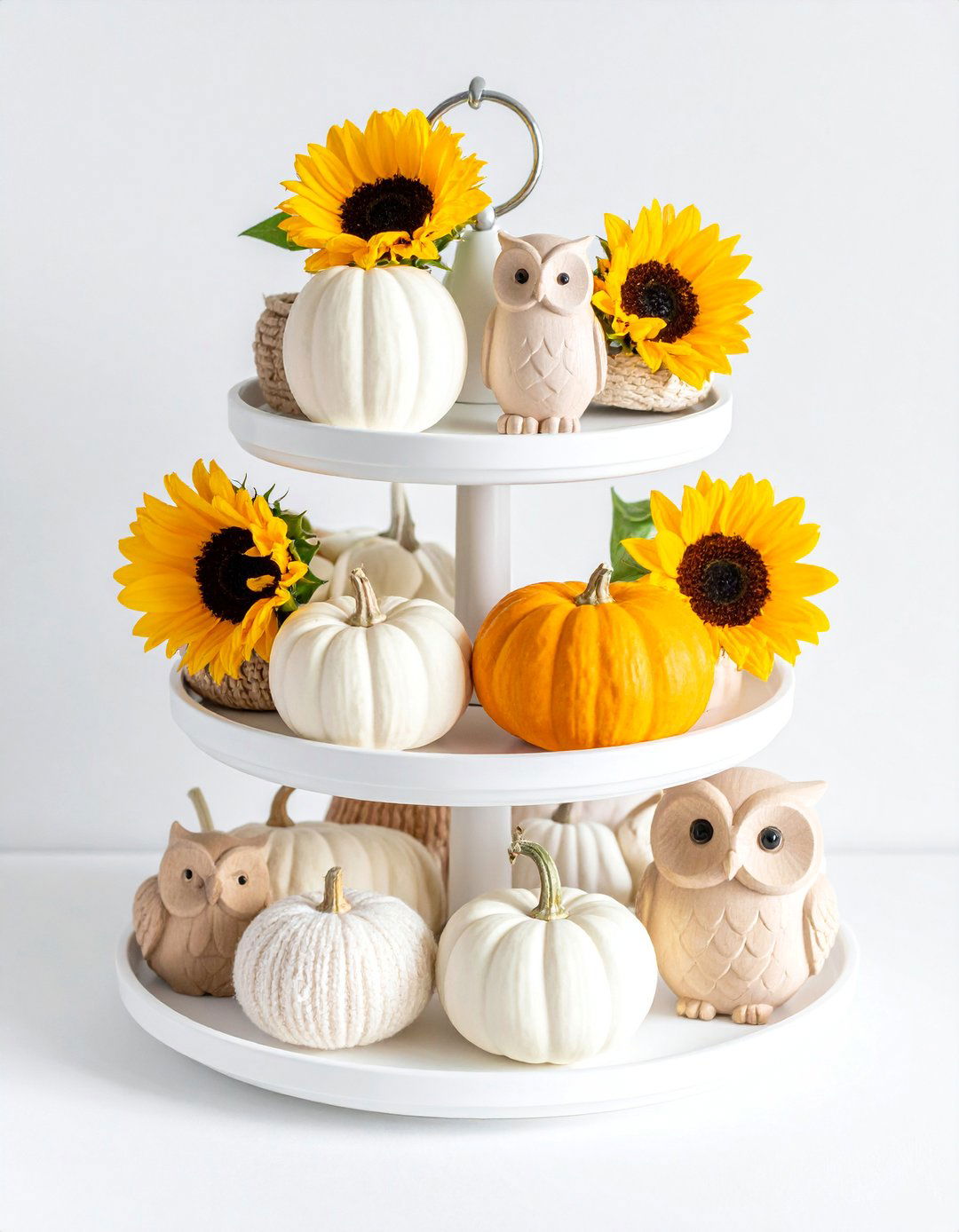 Neutral White Tiered Tray Decor - 20 fall tiered tray decor ideas