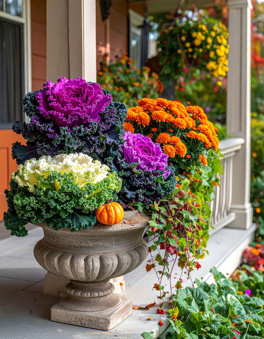 Ornamental Kale Planters - 20 fall garden decor ideas
