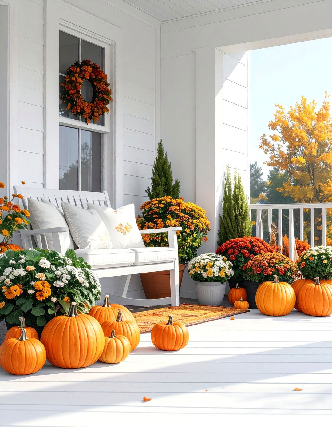 Outdoor Scattered Pumpkin Displays - 20 fall pumpkin decor ideas