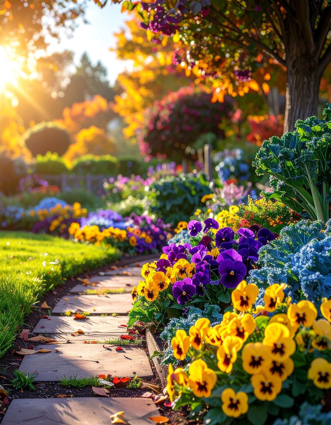 Pansy Border Gardens - 20 fall garden decor ideas