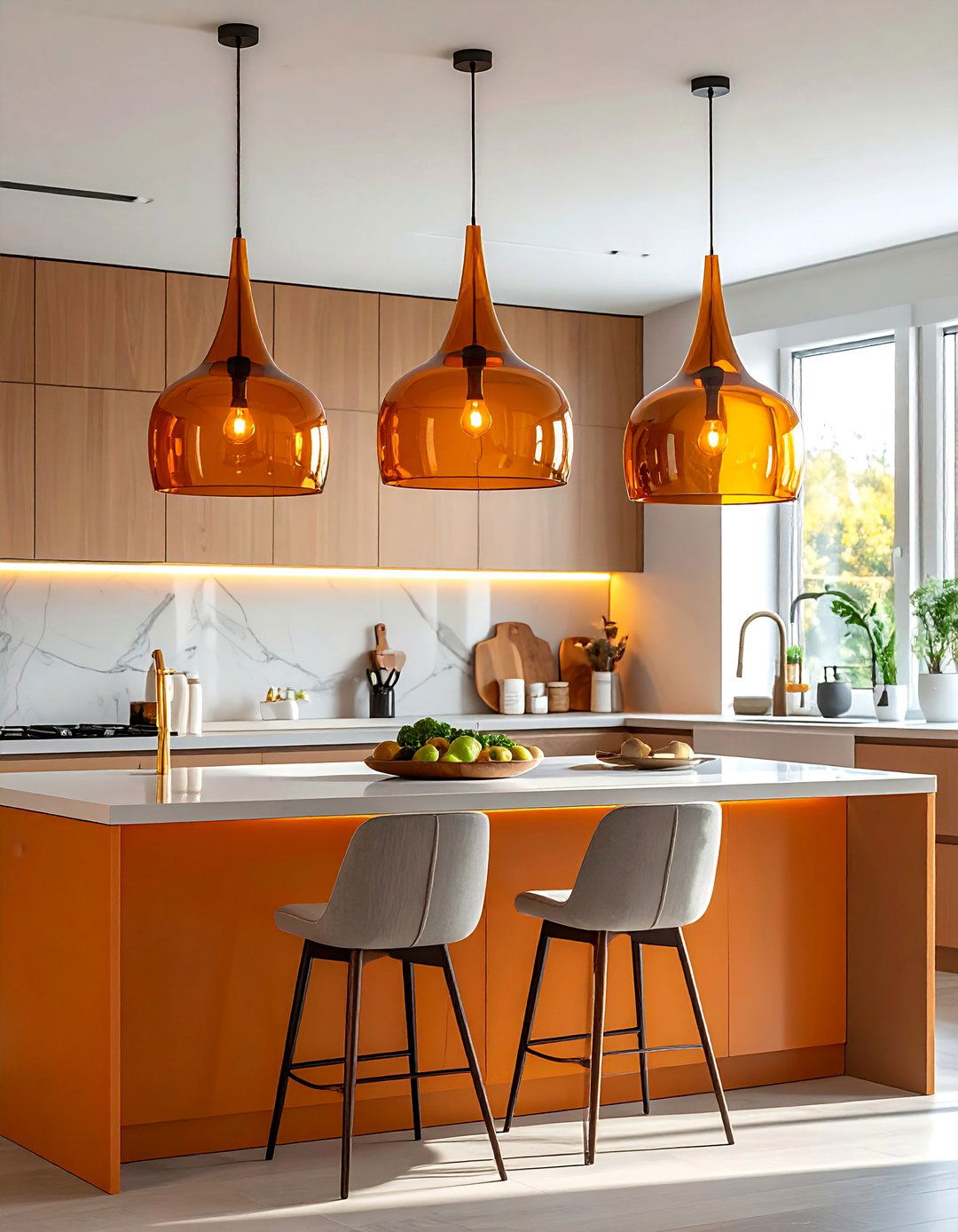 Pendant Lights with Amber Glass Shades - 20 fall lightning decor ideas