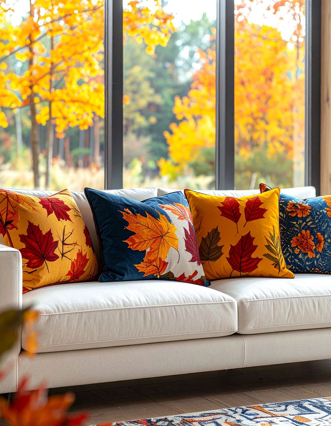 Pillow Covers with Leaf Prints - 20 fall leaves decor ideas