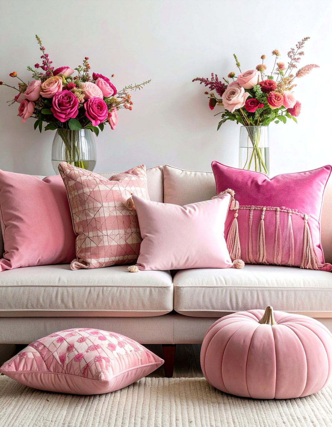 Pink Throw Pillow Collection - 20 pink fall decor ideas