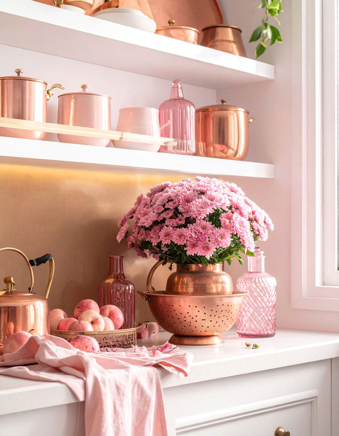 Pink and Copper Kitchen - 20 pink fall decor ideas