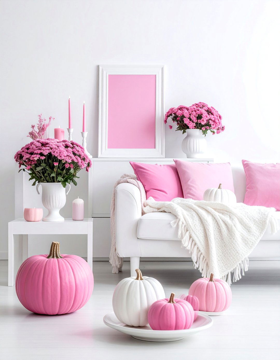 Pink and White Fall Aesthetic - 20 pink fall decor ideas