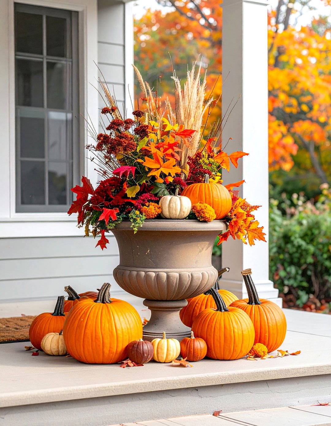 Porch Urn Leaf Filling - 20 fall leaves decor ideas