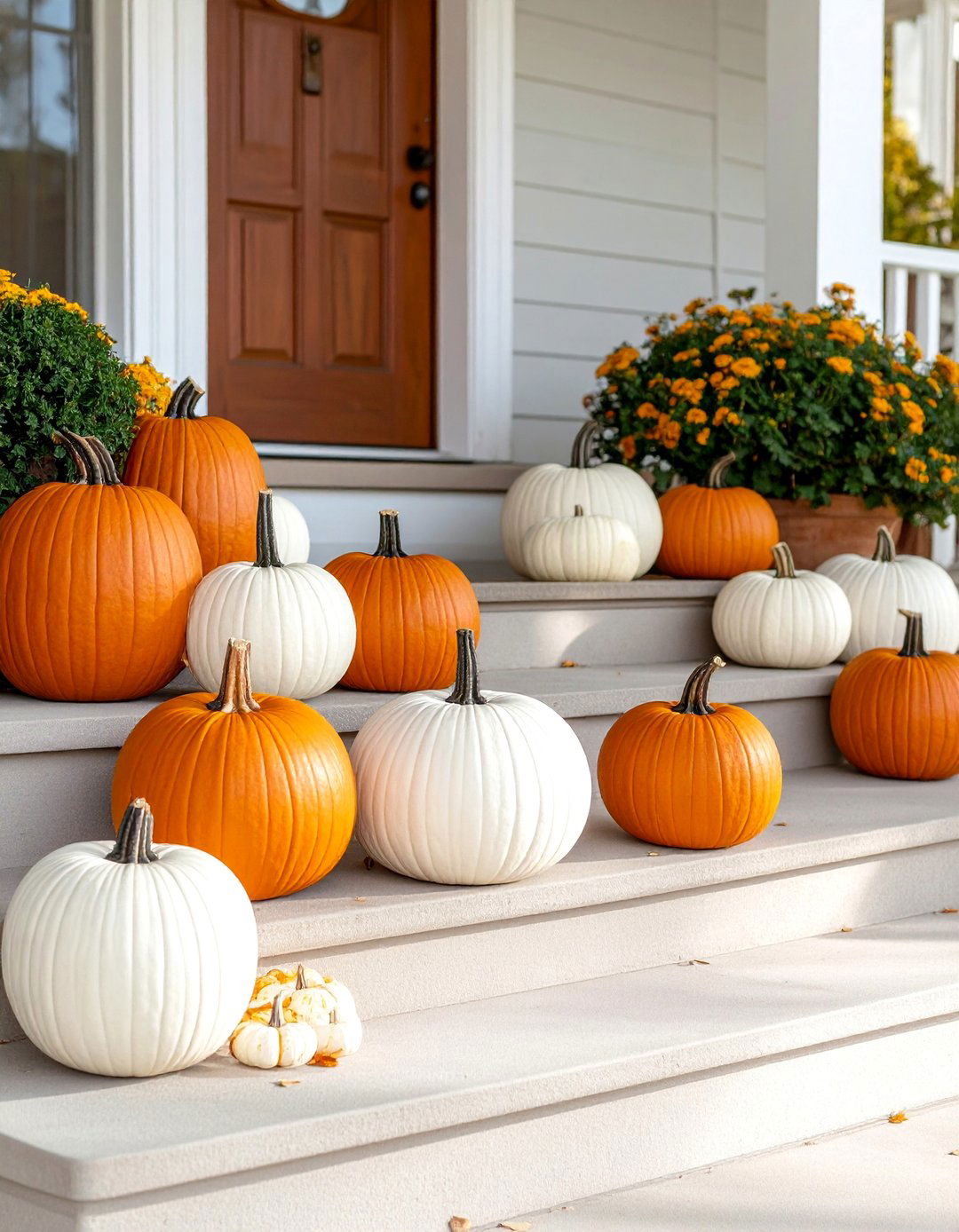 Pumpkin Arrangement Display - 20 fall porch decor ideas