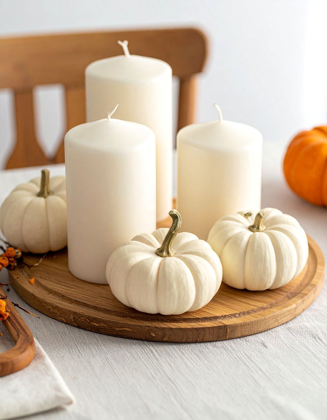 Pumpkin and Candle Groupings - 20 fall pumpkin decor ideas