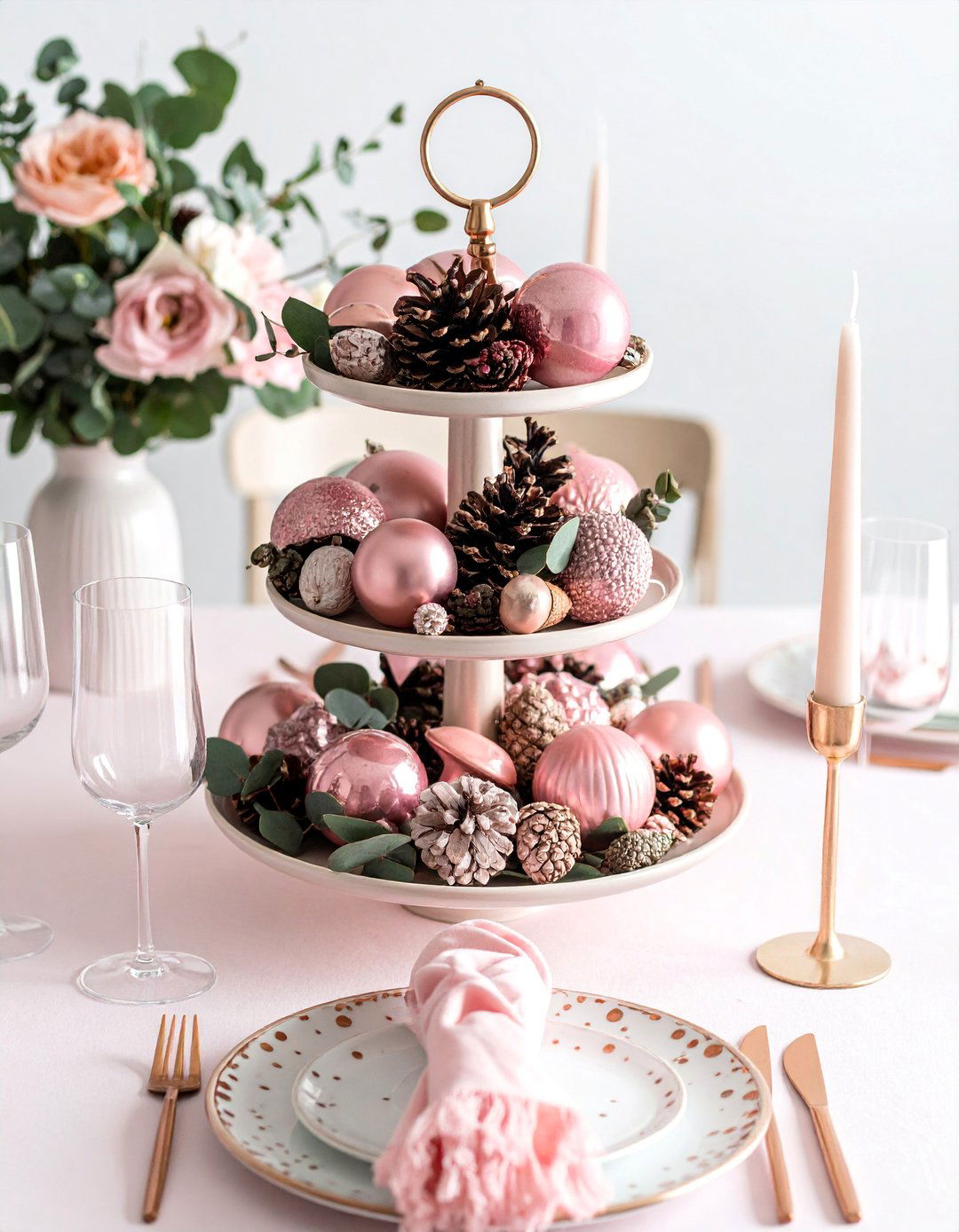 Rose Gold Centerpiece - 20 pink fall decor ideas