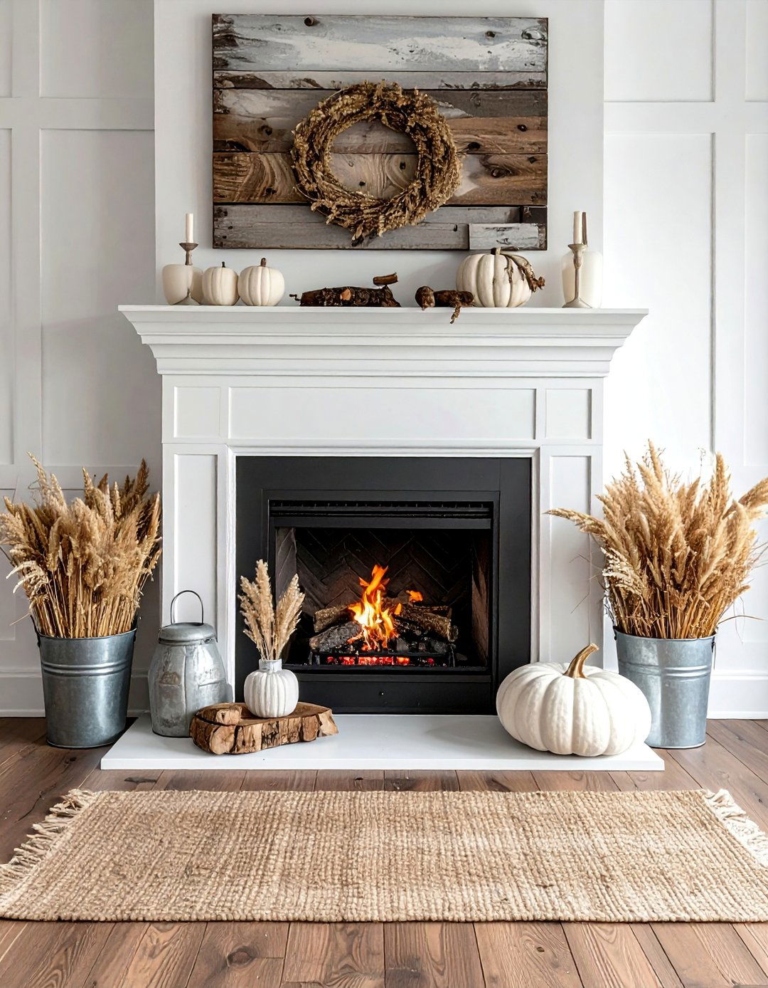 Rustic Farmhouse Fireplace - 20 fall fireplace ideas