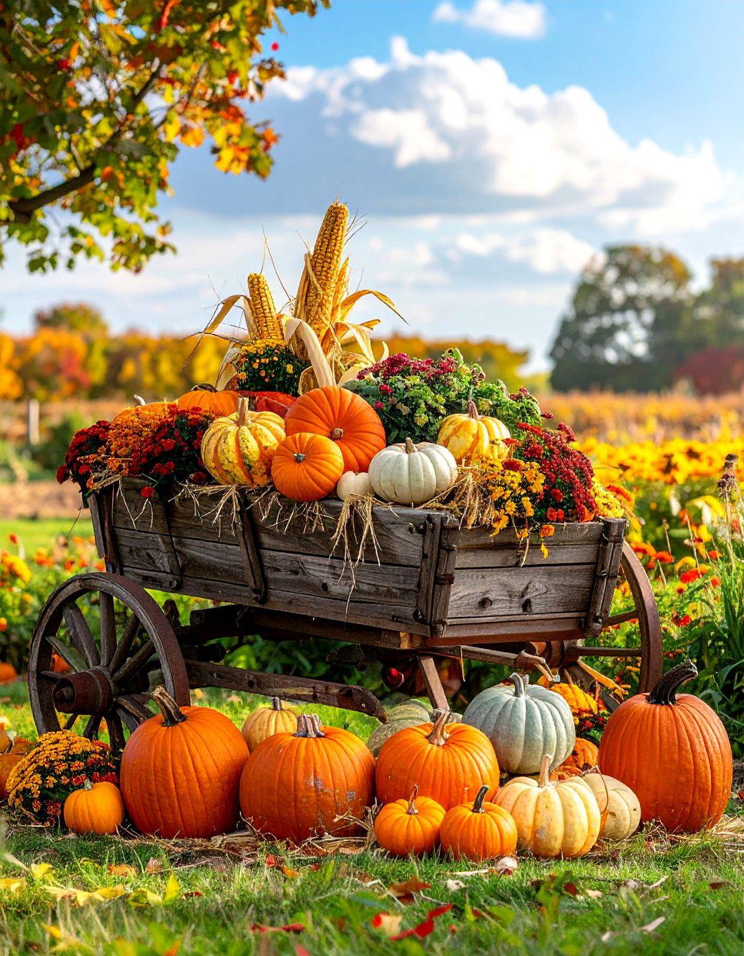 Rustic Wagon Displays - 20 fall garden decor ideas