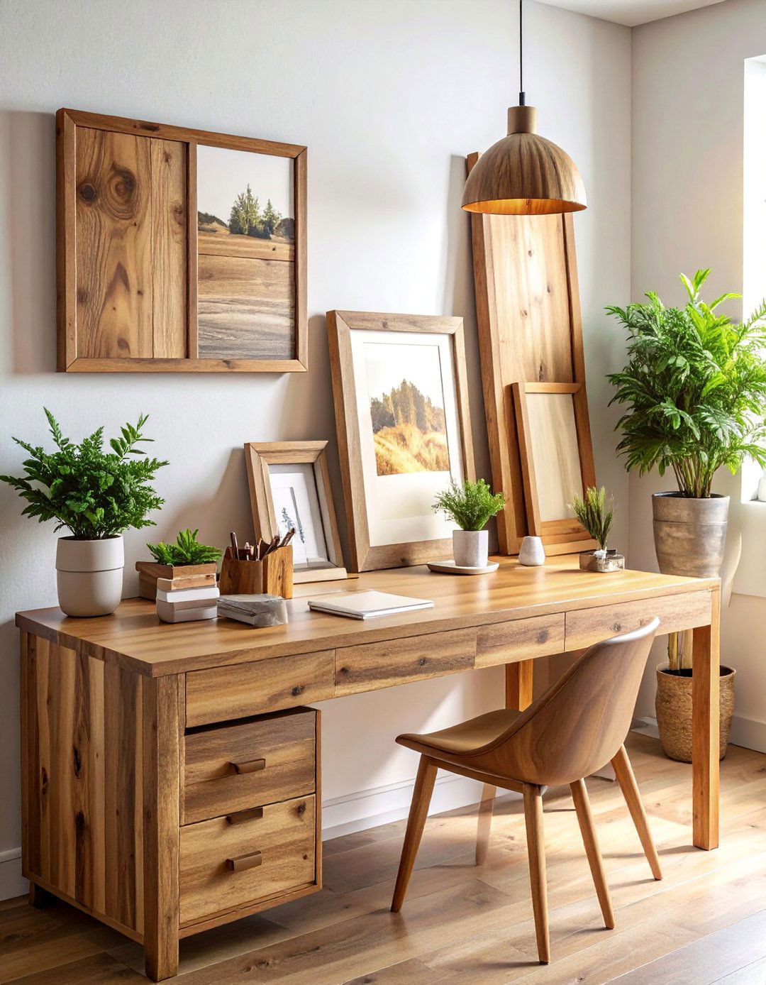Rustic Wooden Accent Office - 20 fall office decor ideas