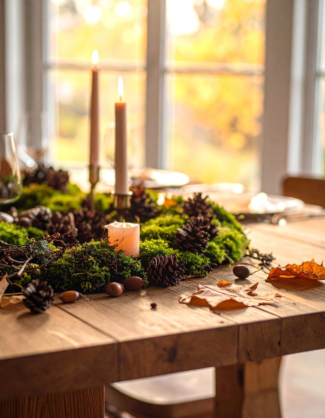 Rustic Wooden Table with Natural Elements - 20 fall table decor ideas