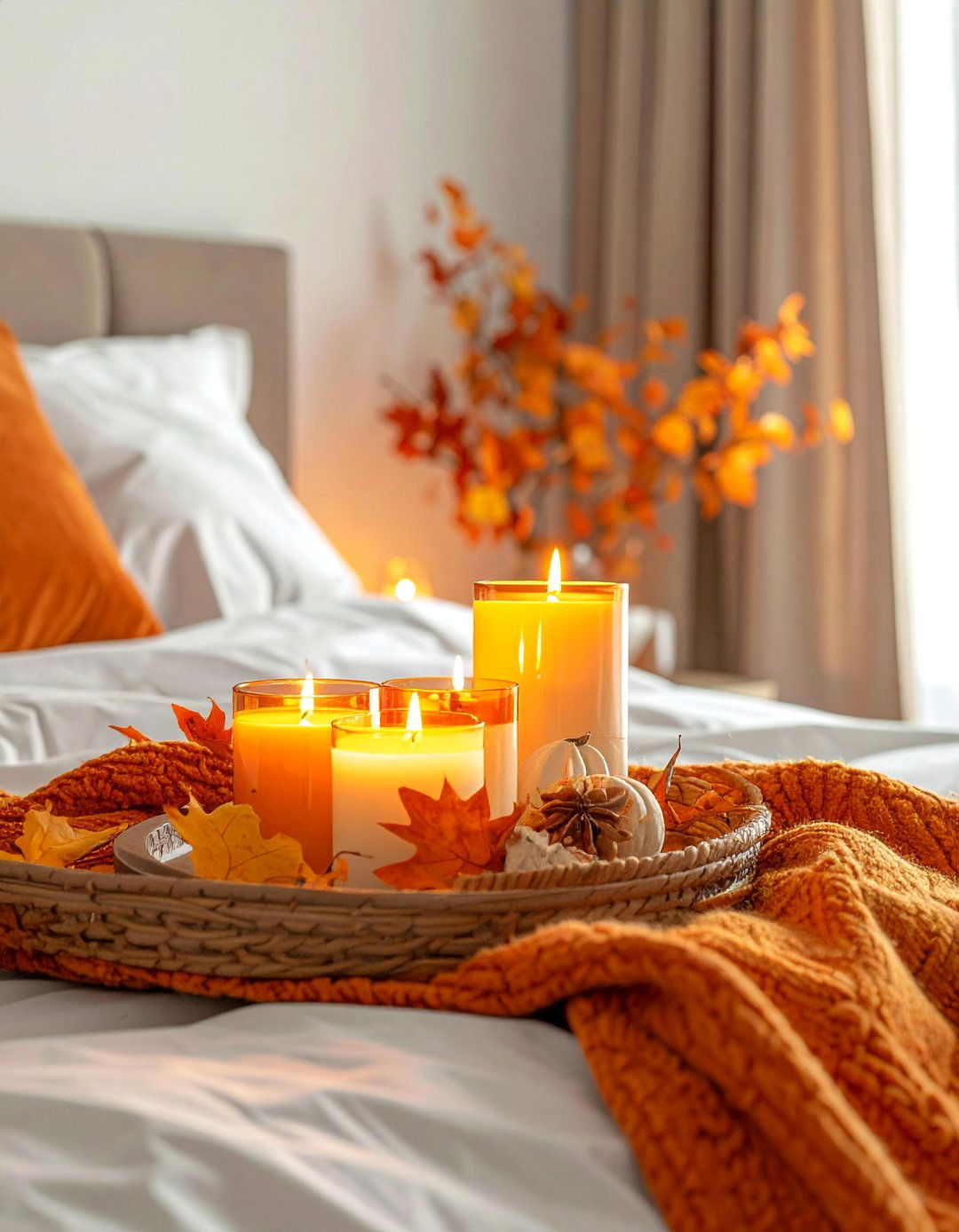 Scented Candles in Autumn Fragrances - 20 fall bedroom decor ideas