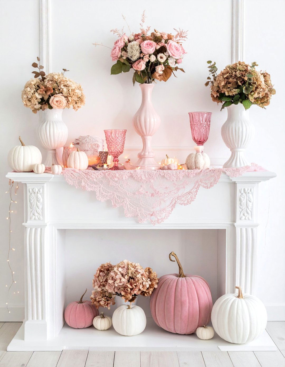 Shabby Chic Mantel - 20 pink fall decor ideas