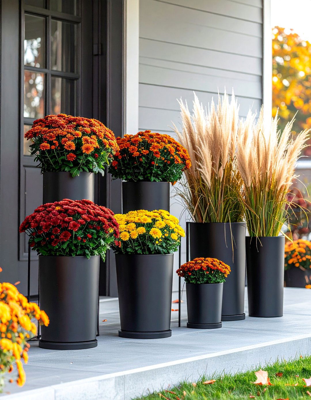 Sleek Metal Plant Stands - 20 modern fall porch decor ideas