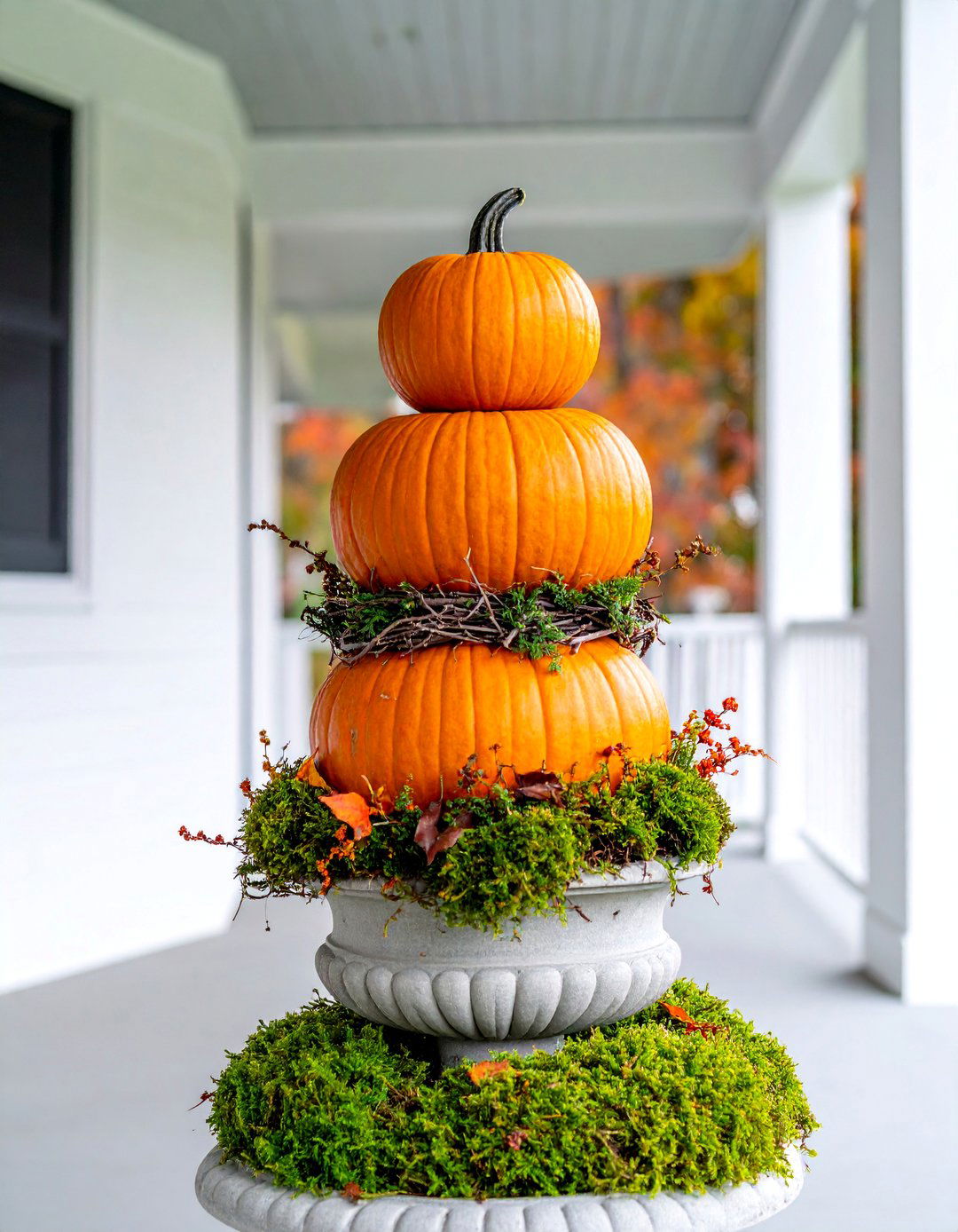 Stacked Pumpkin Topiaries - 20 fall pumpkin decor ideas