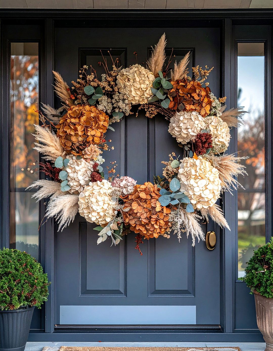 Statement Wreath Focus - 20 modern fall porch decor ideas