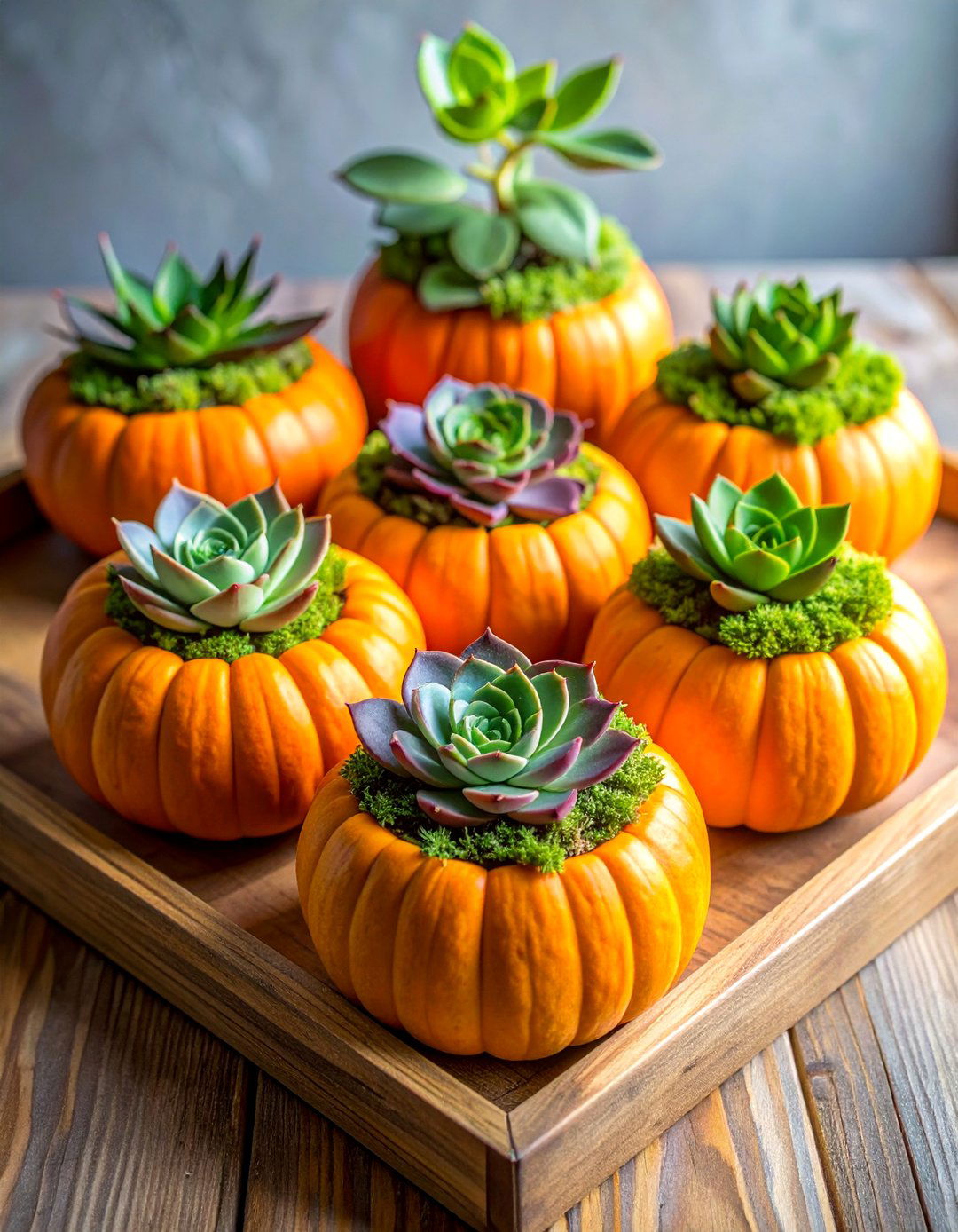 Succulent Pumpkin Planters - 20 fall pumpkin decor ideas