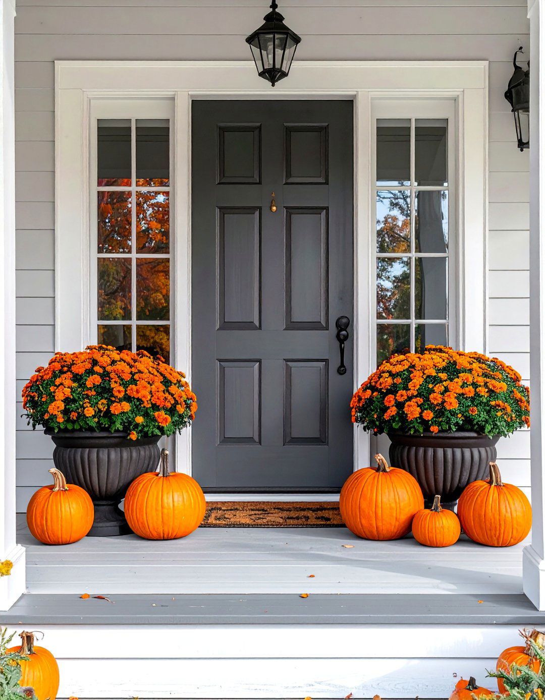 Symmetrical Arrangements - 20 modern fall porch decor ideas
