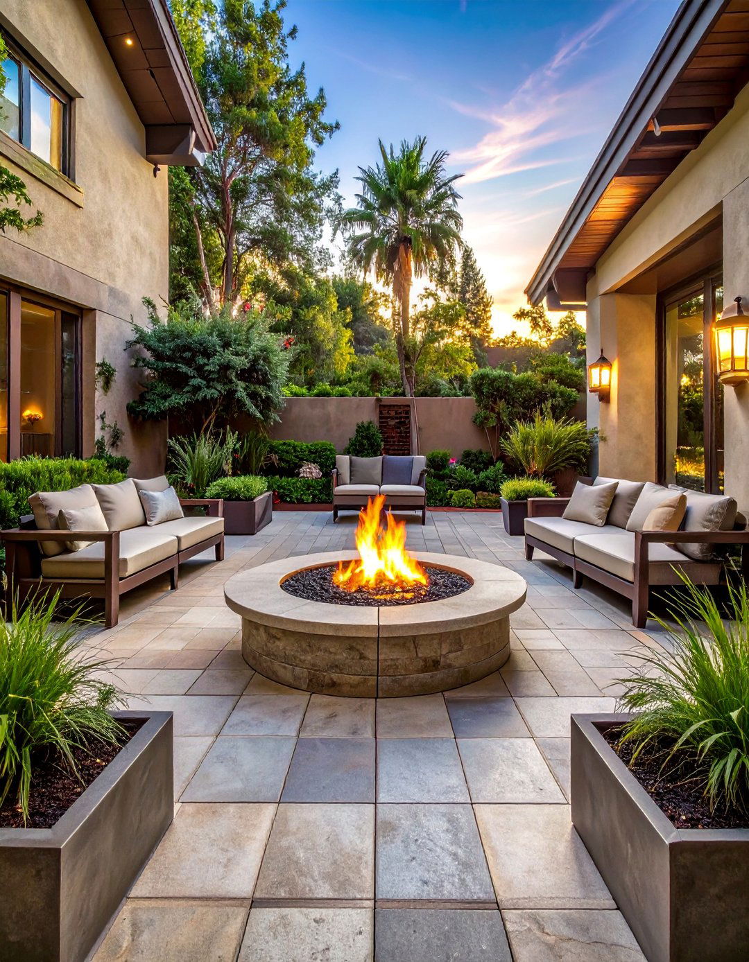 Symmetrical Paver Firepit Area - 20 fall firepit ideas