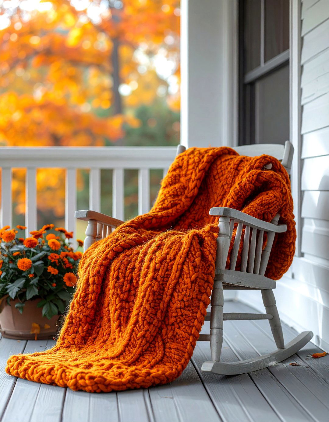 Textured Throw Blanket Accents - 20 modern fall porch decor ideas