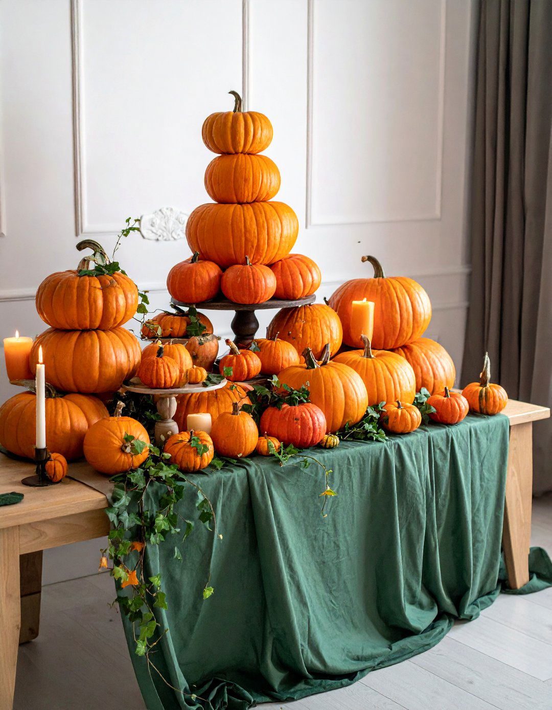 Tiered Pumpkin Table Display - 20 fall table decor ideas