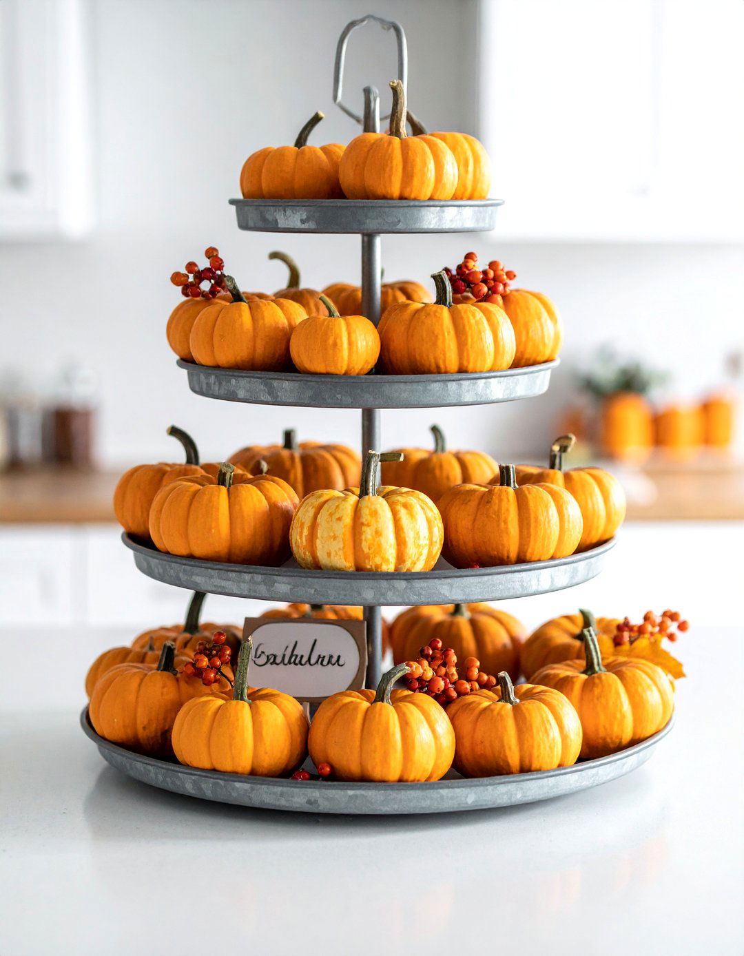 Tiered Tray Pumpkin Styling - 20 fall pumpkin decor ideas