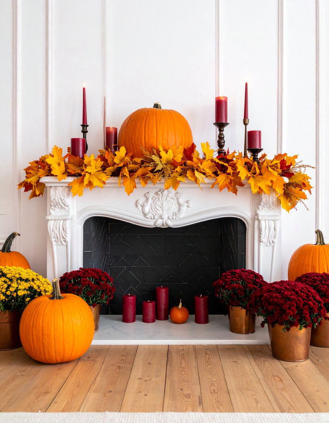 Traditional Autumn Colors with Rich Oranges - 20 fall fireplace decor ideas
