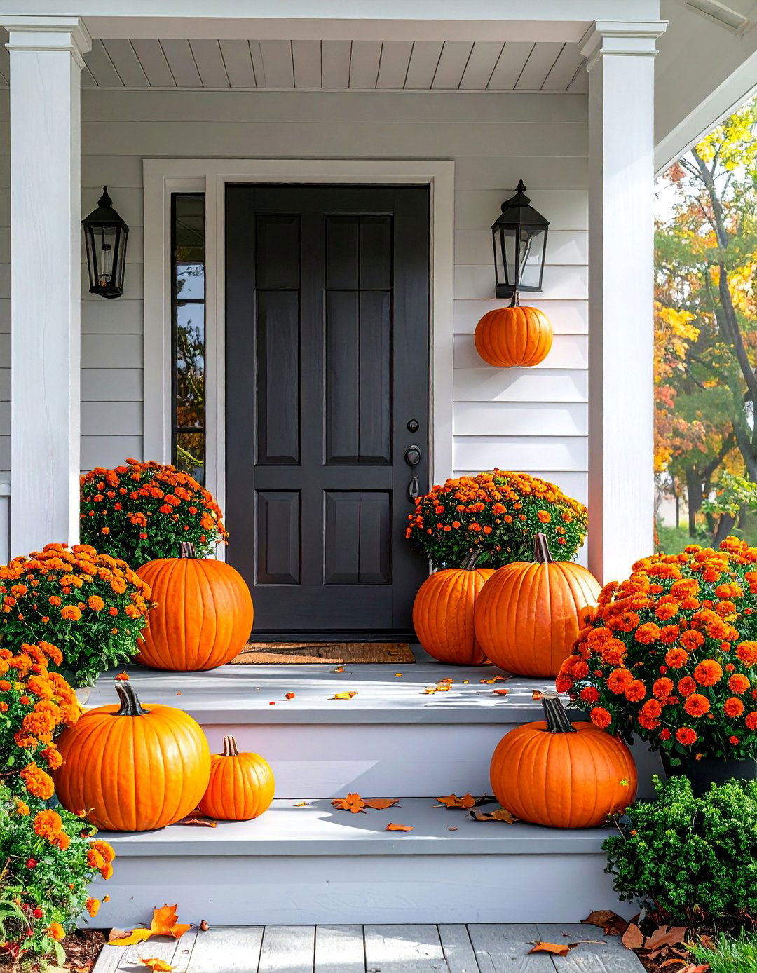 Traditional Orange Theme - 20 fall porch decor ideas
