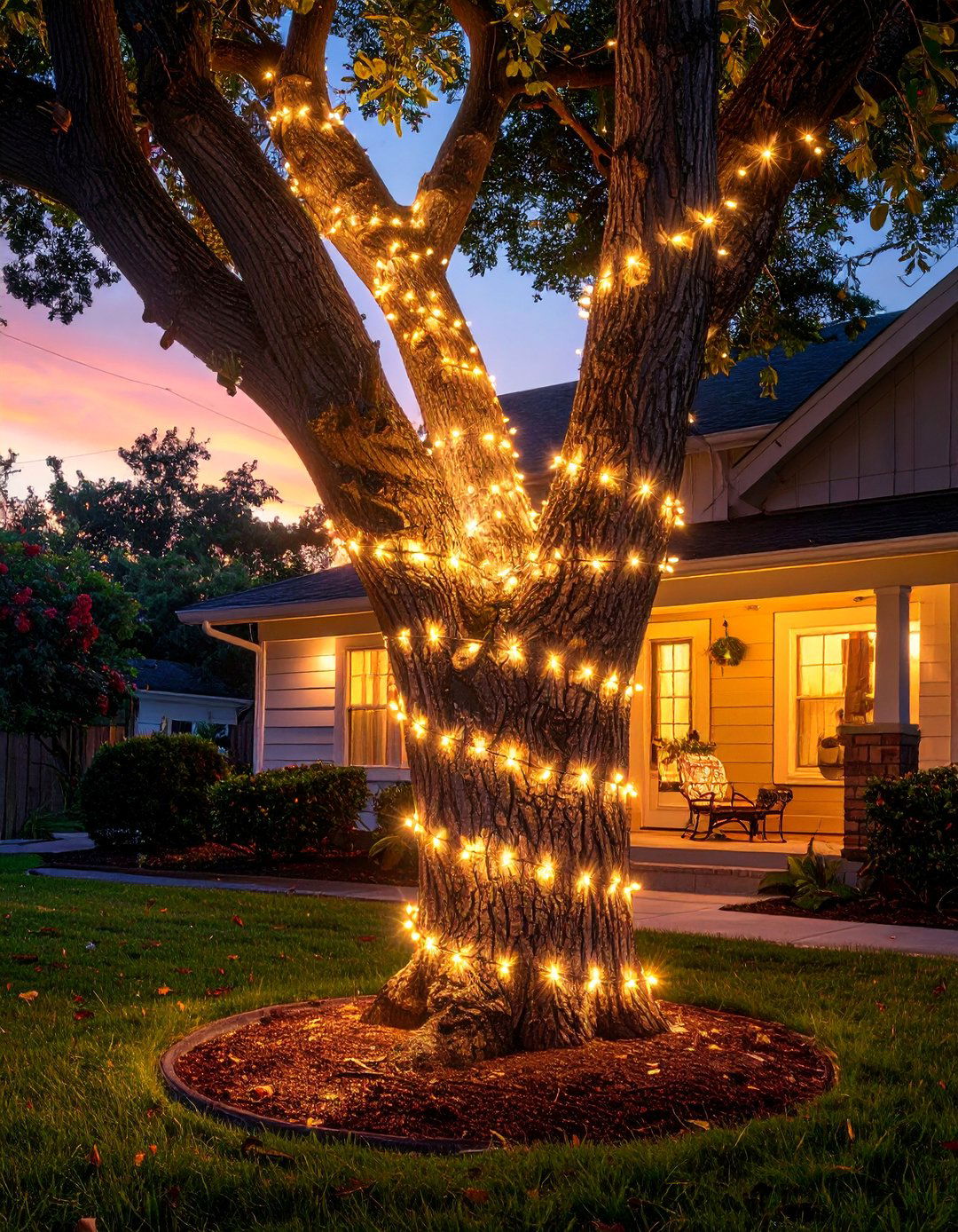 Tree Wrap Lighting for Yard Trees - 20 fall lightning decor ideas