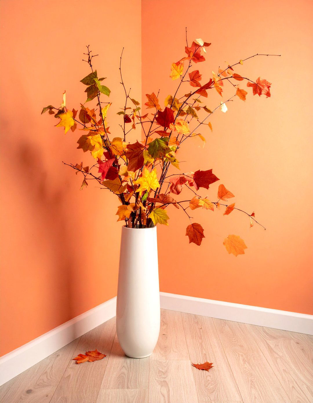 Vase Arrangement with Branches - 20 fall leaves decor ideas
