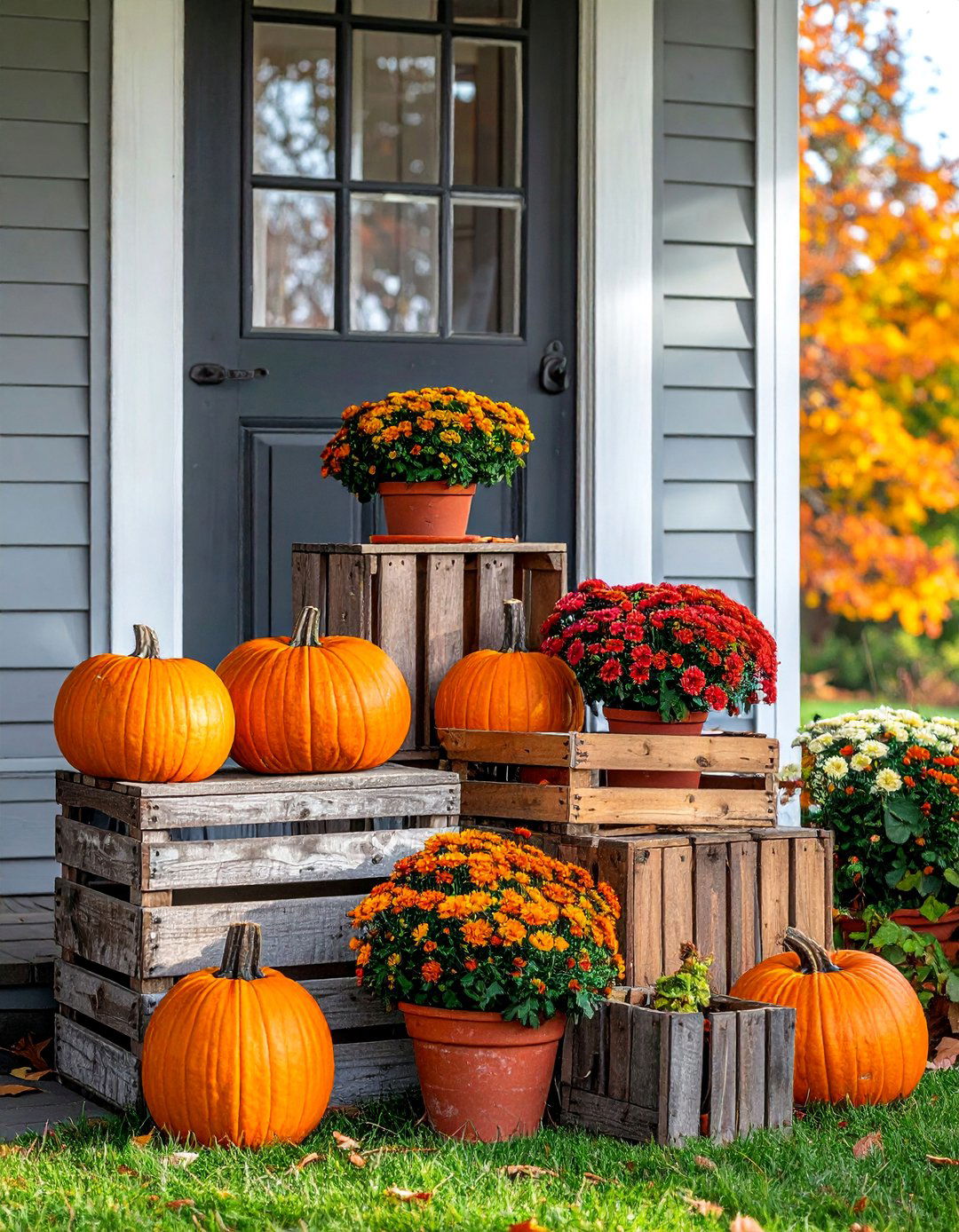 Vintage Crate Displays - 20 modern fall porch decor ideas